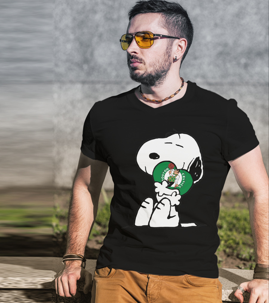 Snoopy Hugging Boston Celtics T-Shirt