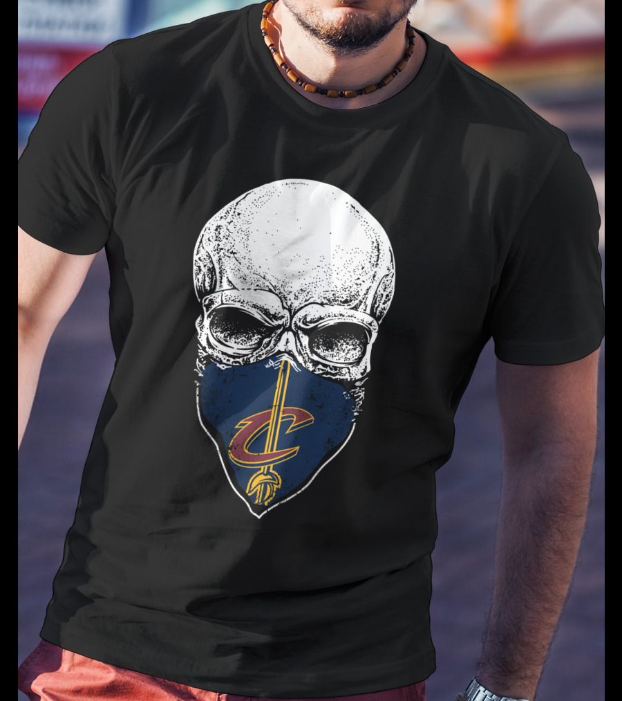 Cleveland Cavaliers Skull With C Logo On Face Mask T-Shirt