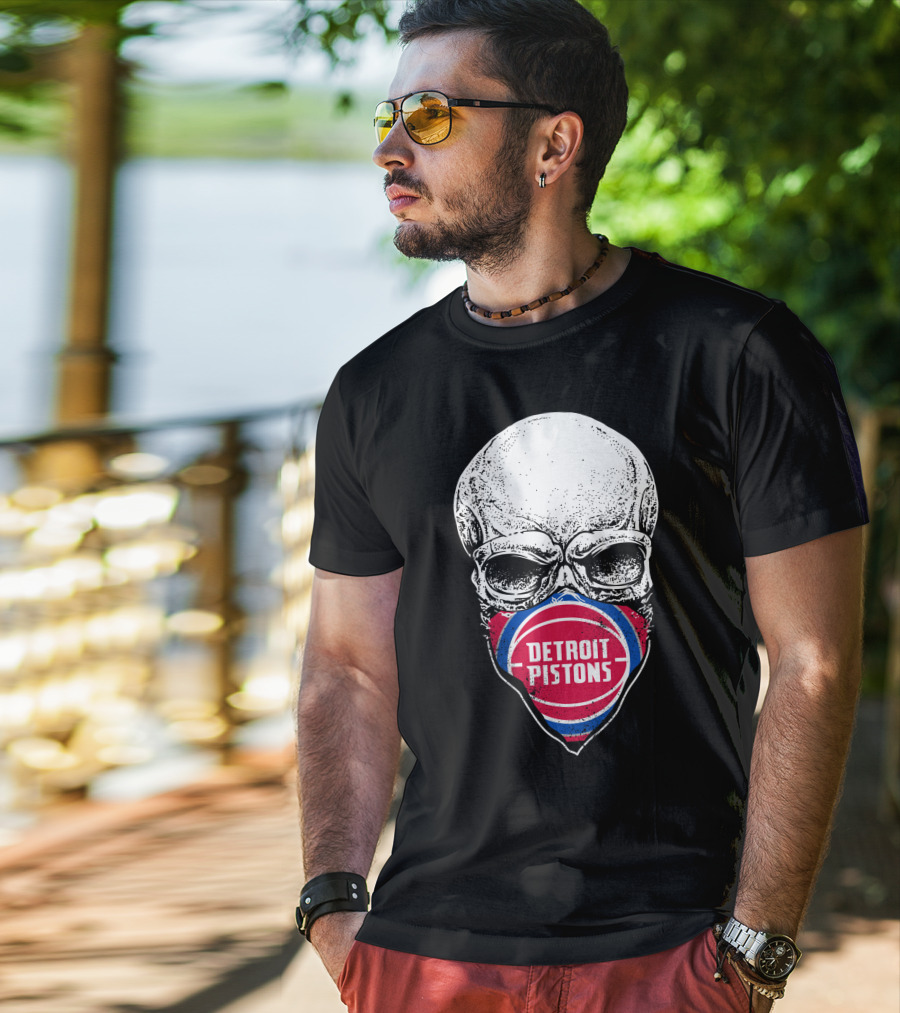 Detroit Pistons Skull Masked T-Shirt