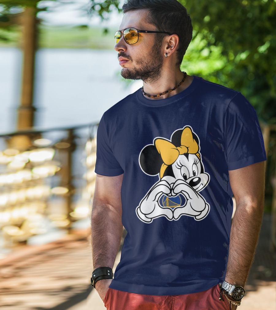 Golden State Warriors Heart Hands Minnie Mouse T-Shirt