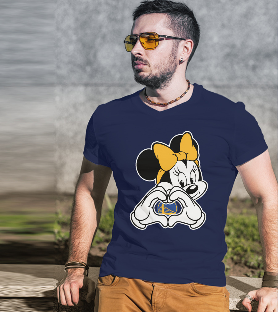 Golden State Warriors Heart Hands Minnie Mouse T-Shirt