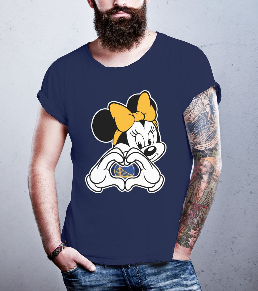 Golden State Warriors Heart Hands Minnie Mouse T-Shirt