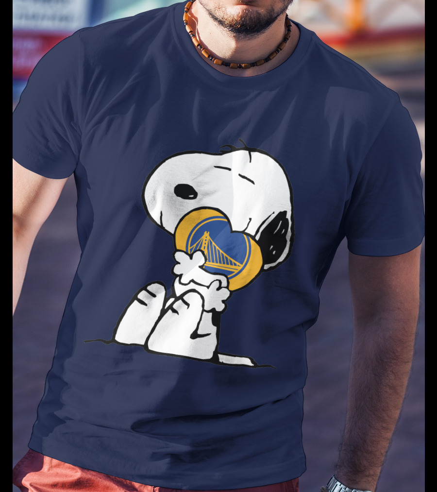 Snoopy Hugging Golden State Warriors Basketball Heart T-Shirt