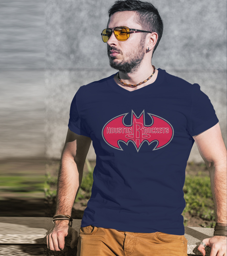 Houston Rockets Batman Logo Red Bat Symbol T-Shirt