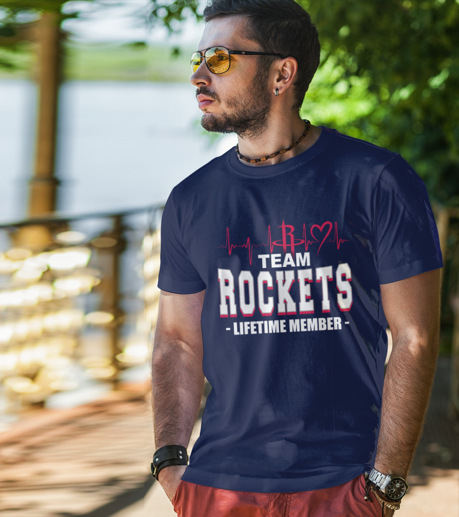 Team Rockets Lifetime Member Heartbeat Houston Rockets T-Shirt