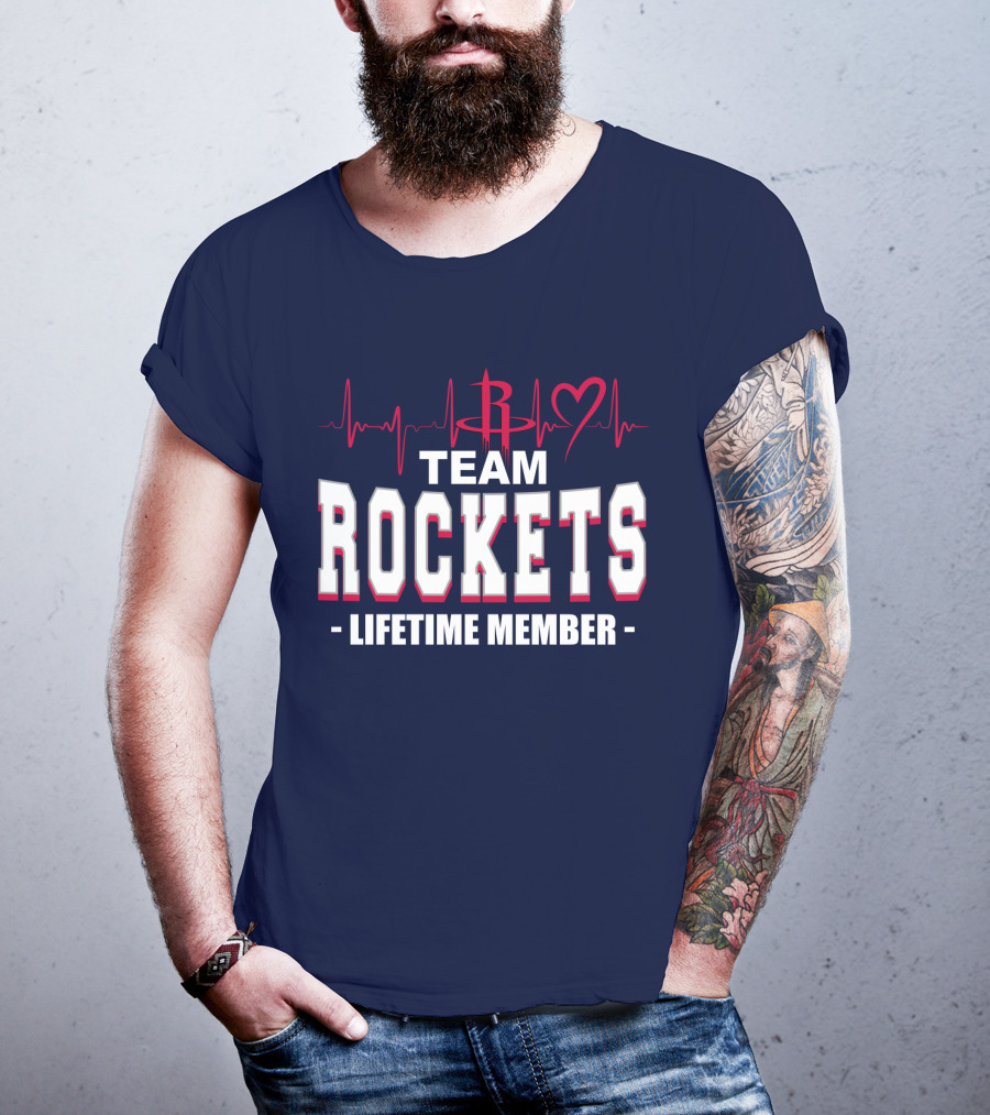 Team Rockets Lifetime Member Heartbeat Houston Rockets T-Shirt