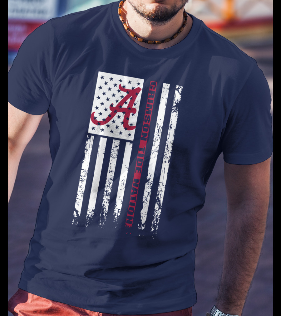 A Crimson Tide Nation Flag Stars Stripes Alabama T-Shirt
