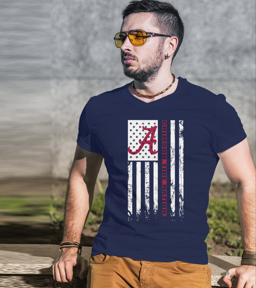 A Crimson Tide Nation Flag Stars Stripes Alabama T-Shirt