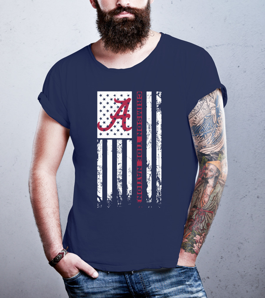 A Crimson Tide Nation Flag Stars Stripes Alabama T-Shirt