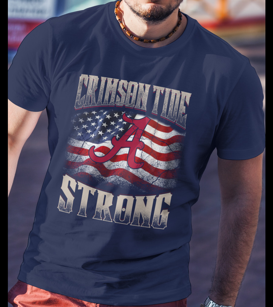 Crimson Tide Strong A American Flag T-Shirt