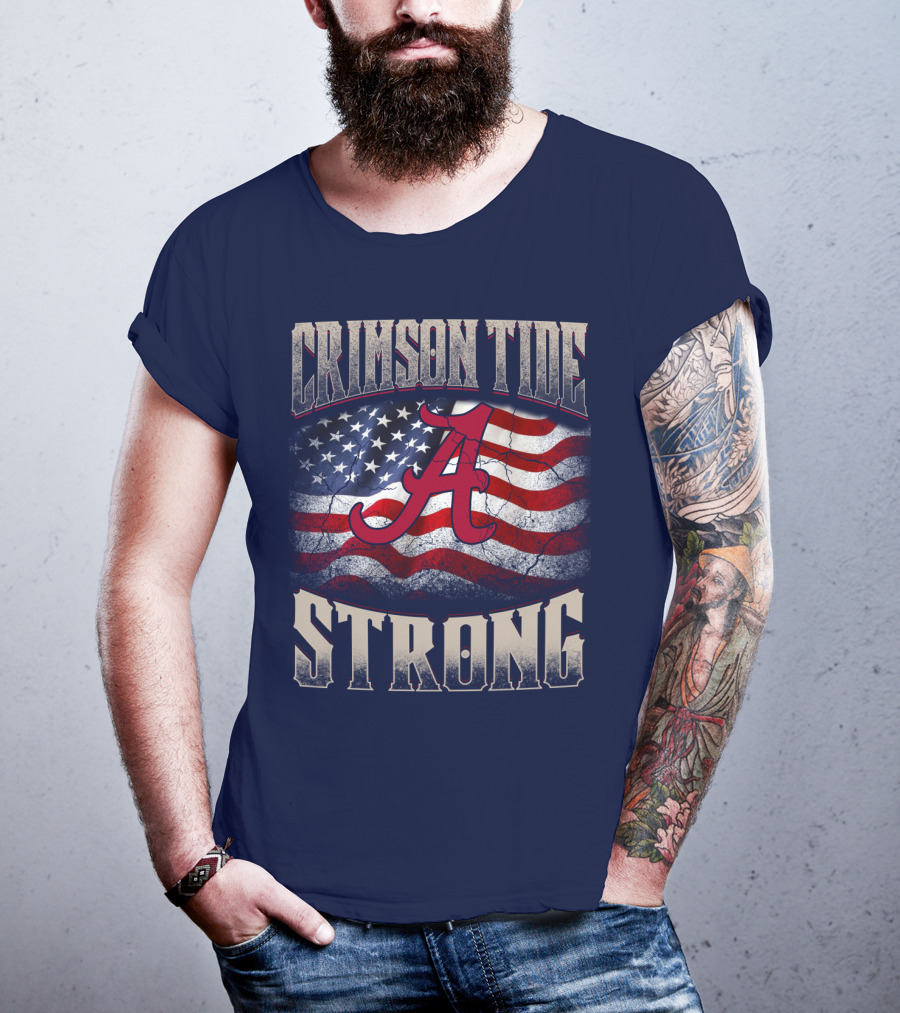 Crimson Tide Strong A American Flag T-Shirt