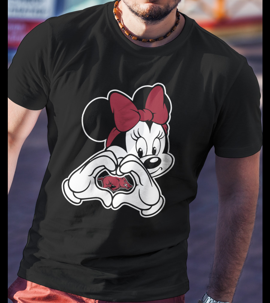 Minnie Mouse Heart Hands Arkansas Razorbacks T-Shirt