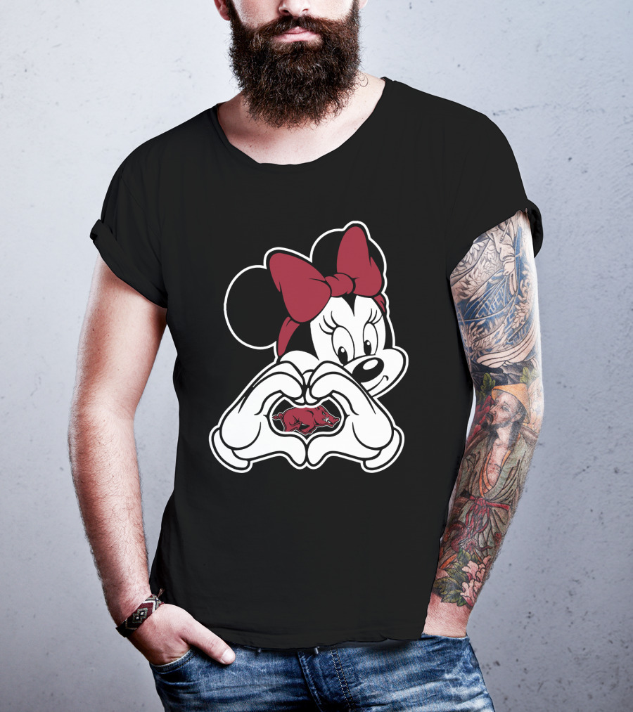 Minnie Mouse Heart Hands Arkansas Razorbacks T-Shirt