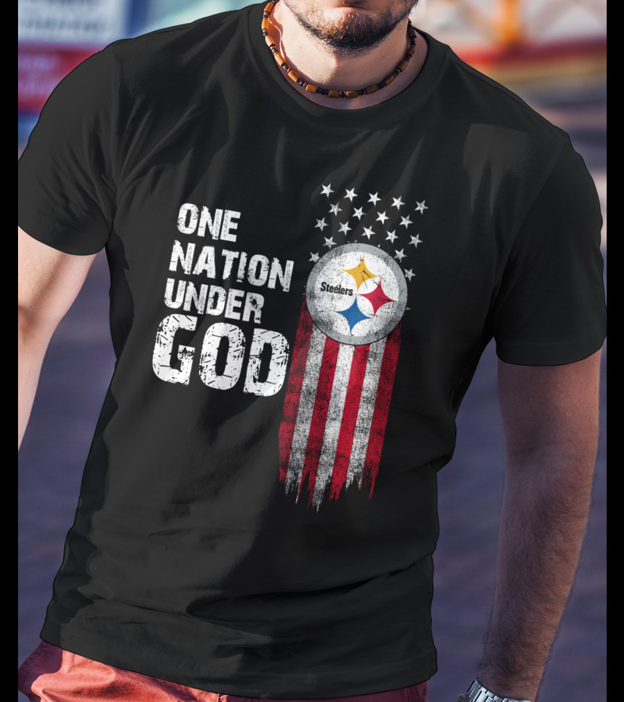 One Nation Under God Pittsburgh Steelers Flag Stars T-Shirt