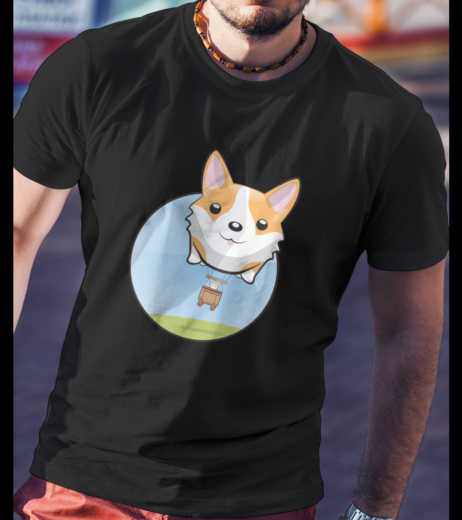 Corgi Adventure With Balloon Basket Joyride T-Shirt