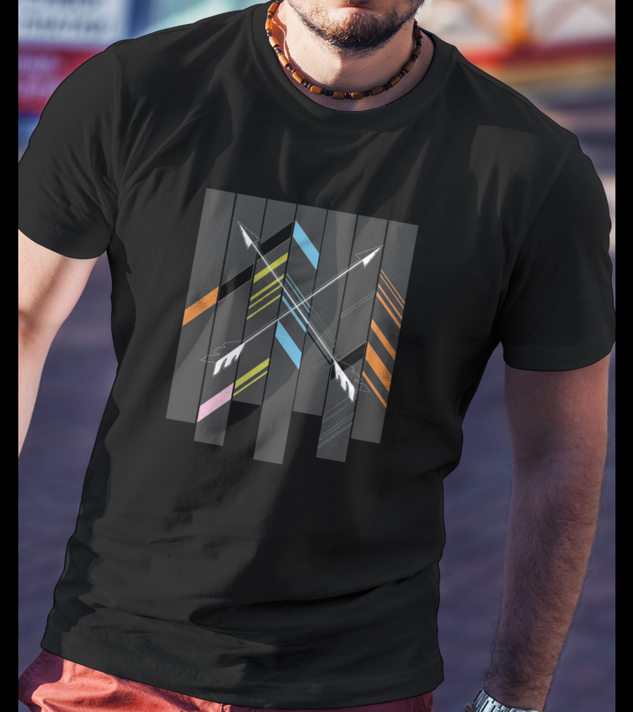 Arrows Crossing Over Colorful Striped 11423 T-Shirt