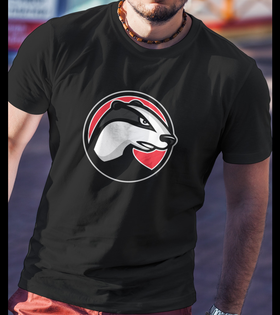 Badger Head Circle Mascot 1018637 Red And Black T-Shirt