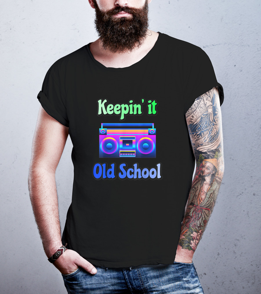 Keepin' It Old School 90s Music Retro Boom Box T-Shirt