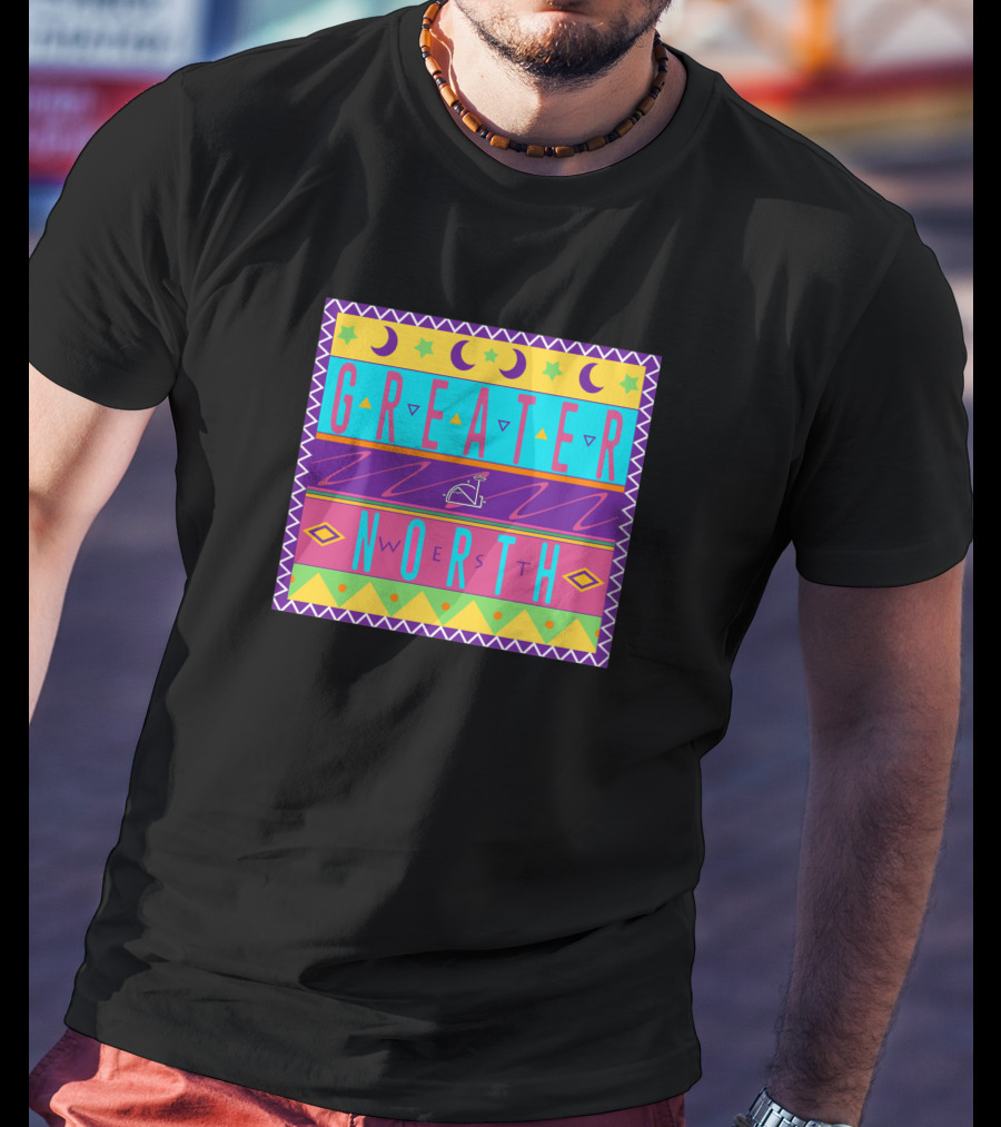 GREATER NORTH 90S Nostalgia Moon Stars Triangles Retro Vibes T-Shirt
