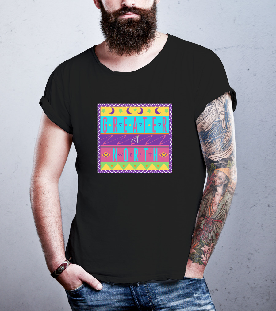 GREATER NORTH 90S Nostalgia Moon Stars Triangles Retro Vibes T-Shirt