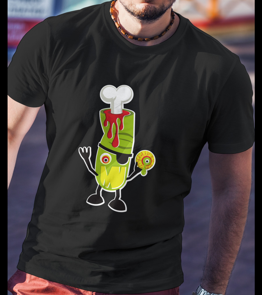Bad Touch 29565 Zombie Pirate Monster With Bone And Eyeball T-Shirt