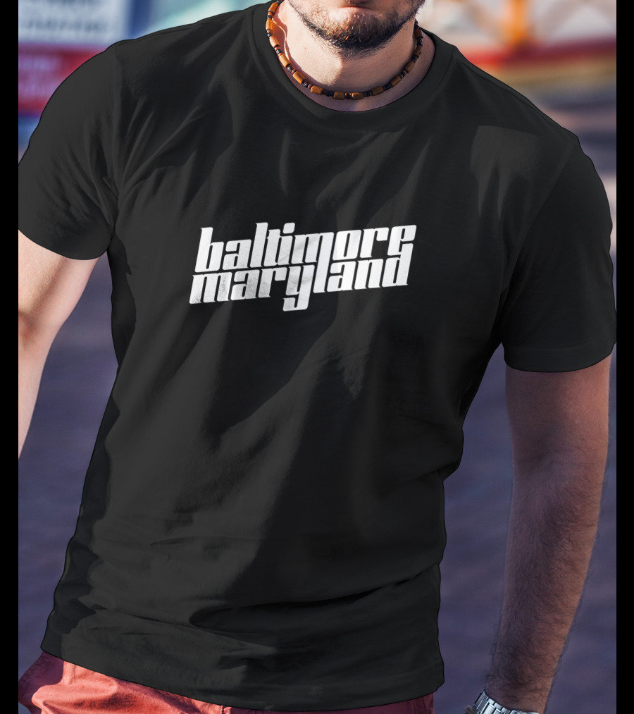 Baltimore Maryland White Typography 60043 T-Shirt