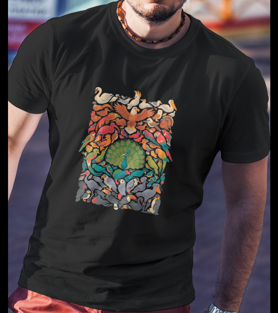 Aerial Spectrum 1716566 Colorful Birds And Peacock Majestic T-Shirt