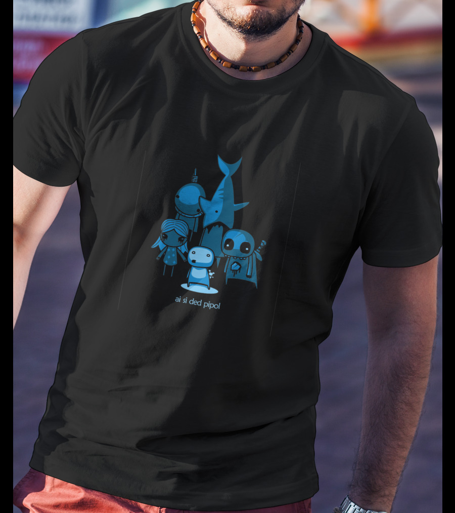 Ai Si Ded Pipol Cute Monster Characters T-Shirt