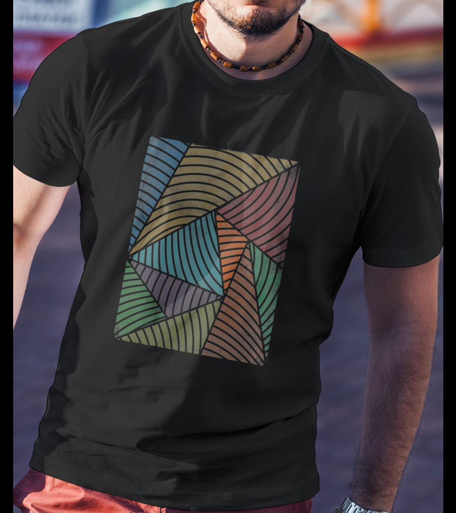 Algorithm 386 Geometric Abstract Multi-Color T-Shirt