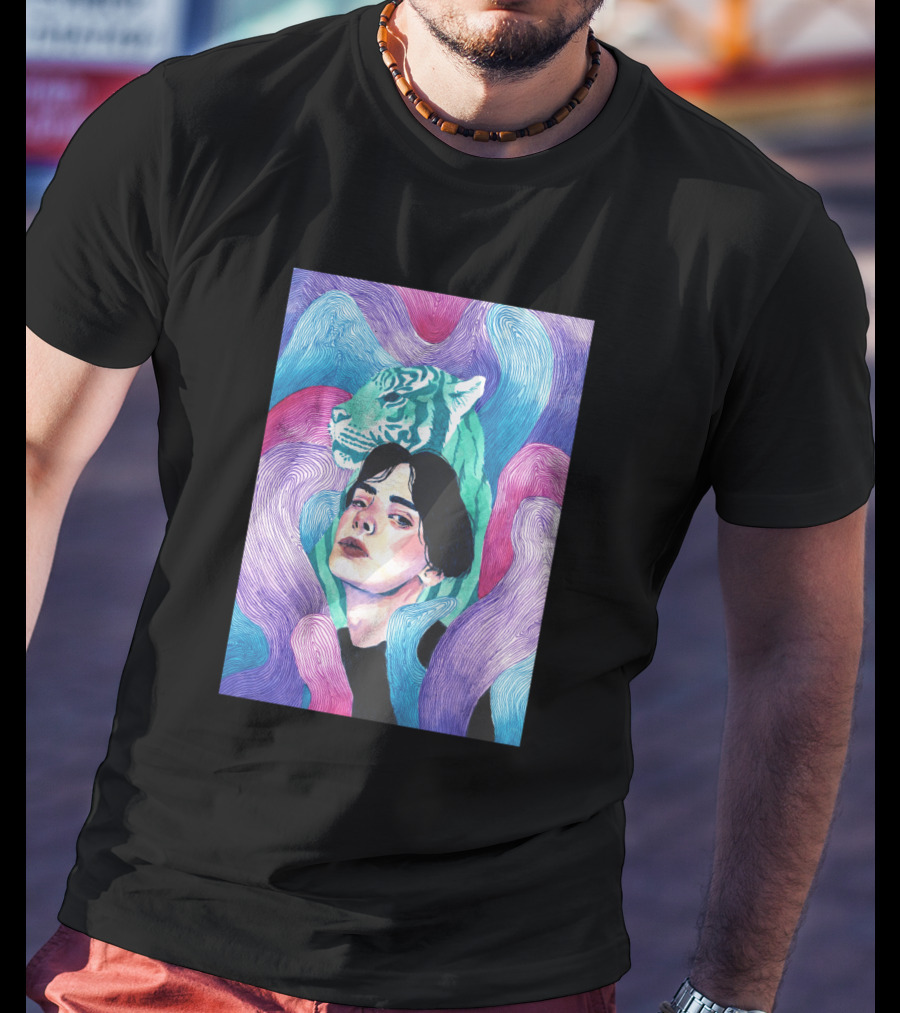 Aura 916131 Psychedelic Tiger And Portrait Fusion T-Shirt