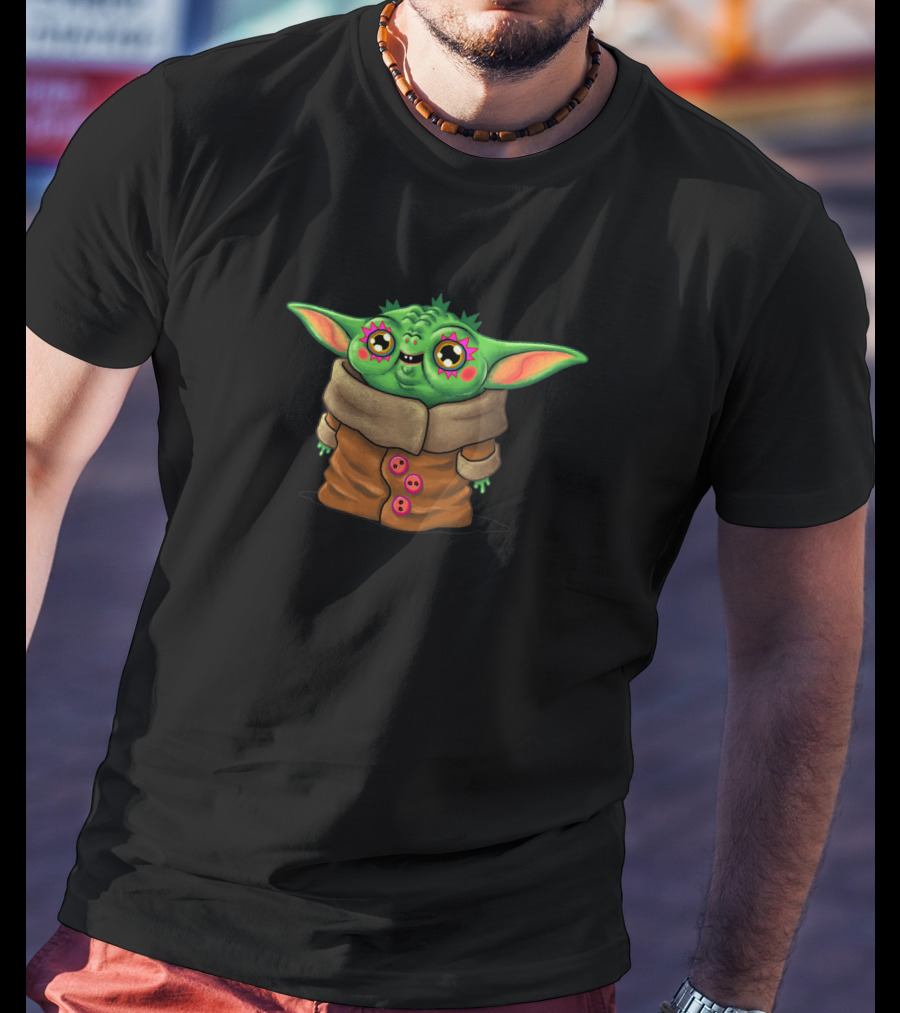 Baby Yoda Kawaii Pink Stars Eyes Charm 1226120 T-Shirt