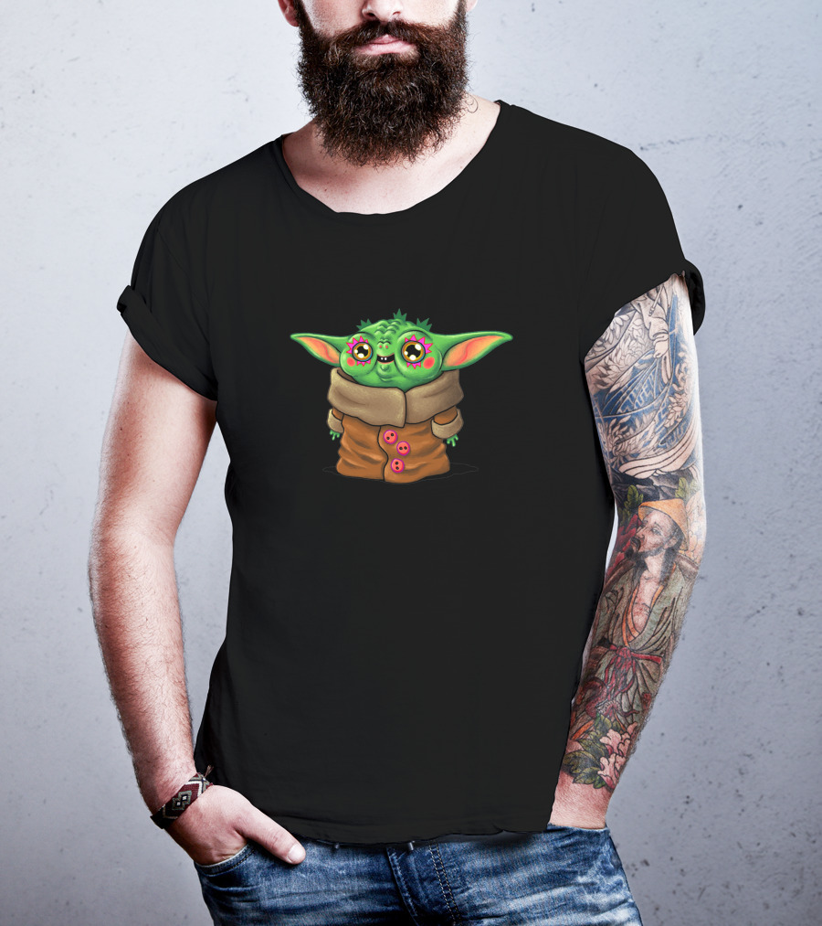 Baby Yoda Kawaii Pink Stars Eyes Charm 1226120 T-Shirt