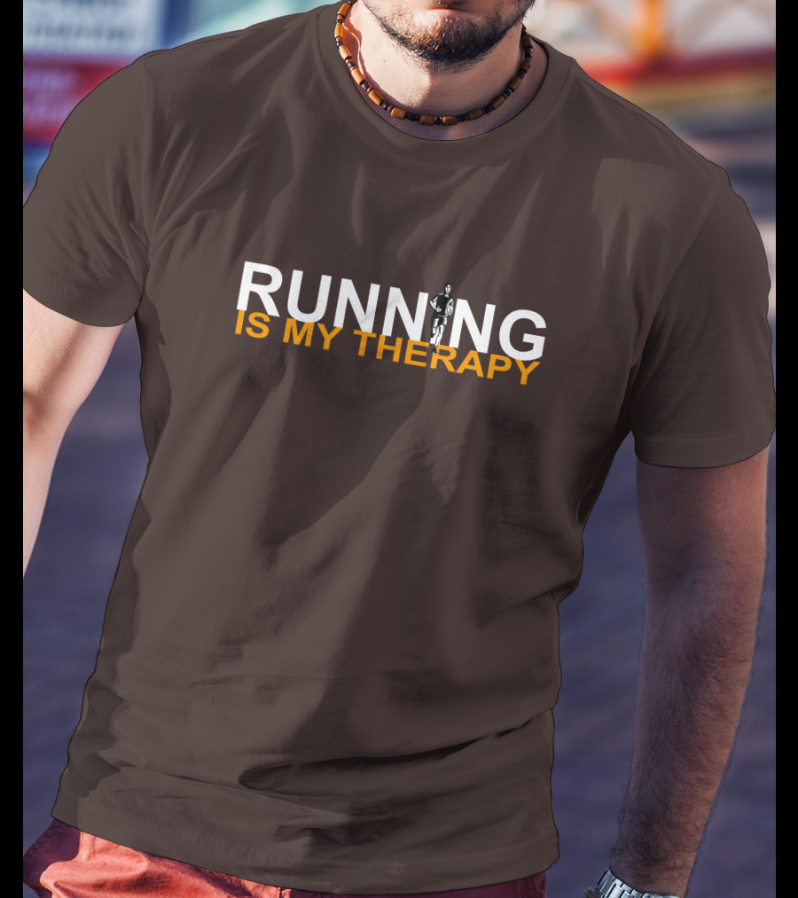 RUNNING IS MY THERAPY Jogger Icon In Letter N T-Shirt