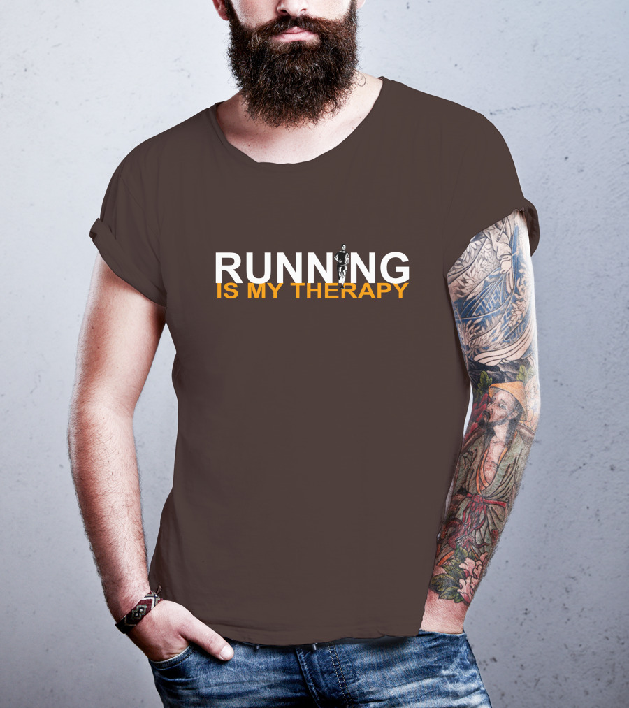 RUNNING IS MY THERAPY Jogger Icon In Letter N T-Shirt