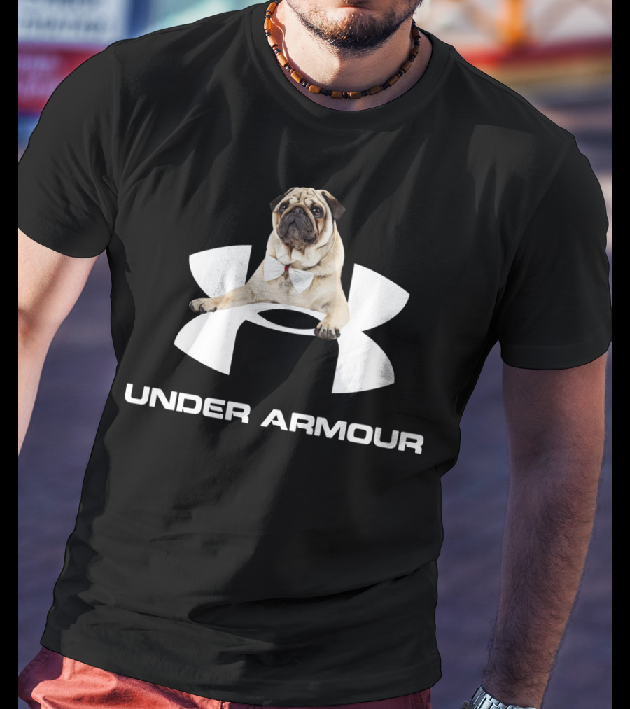 Under Armour Parody With Pug In Bow Tie T-Shirt