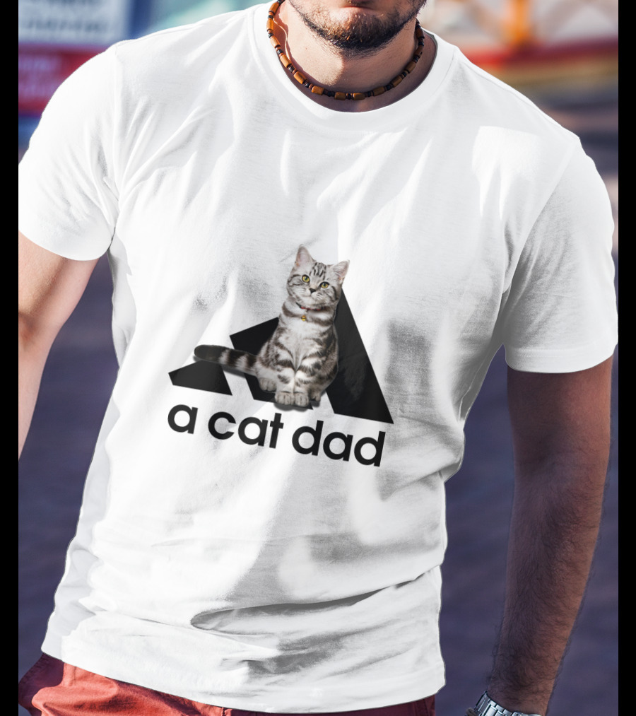 A Cat Dad Logo Style With Tabby Cat T-Shirt