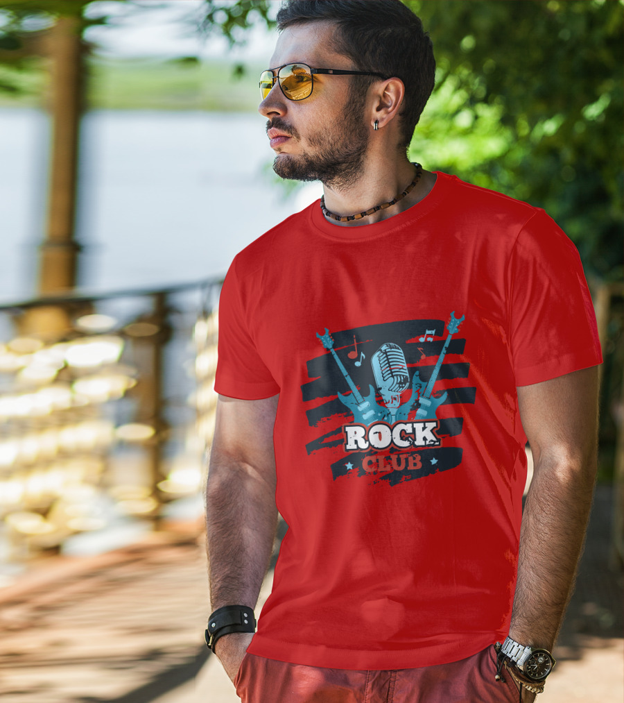 Rock Club Microphone And Guitars For Rock And Roll Hip Hop Rock Music T-Shirt