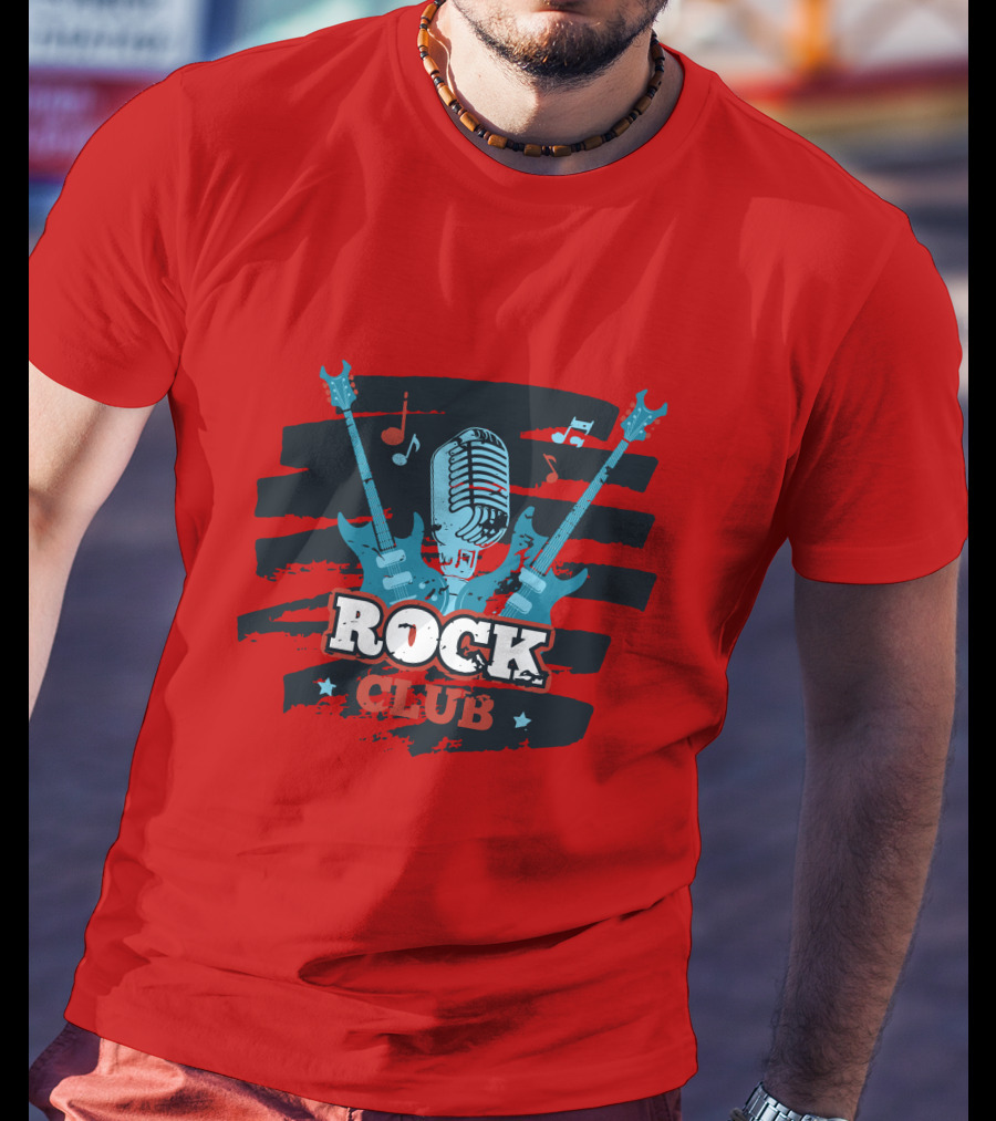 Rock Club Microphone And Guitars For Rock And Roll Hip Hop Rock Music T-Shirt