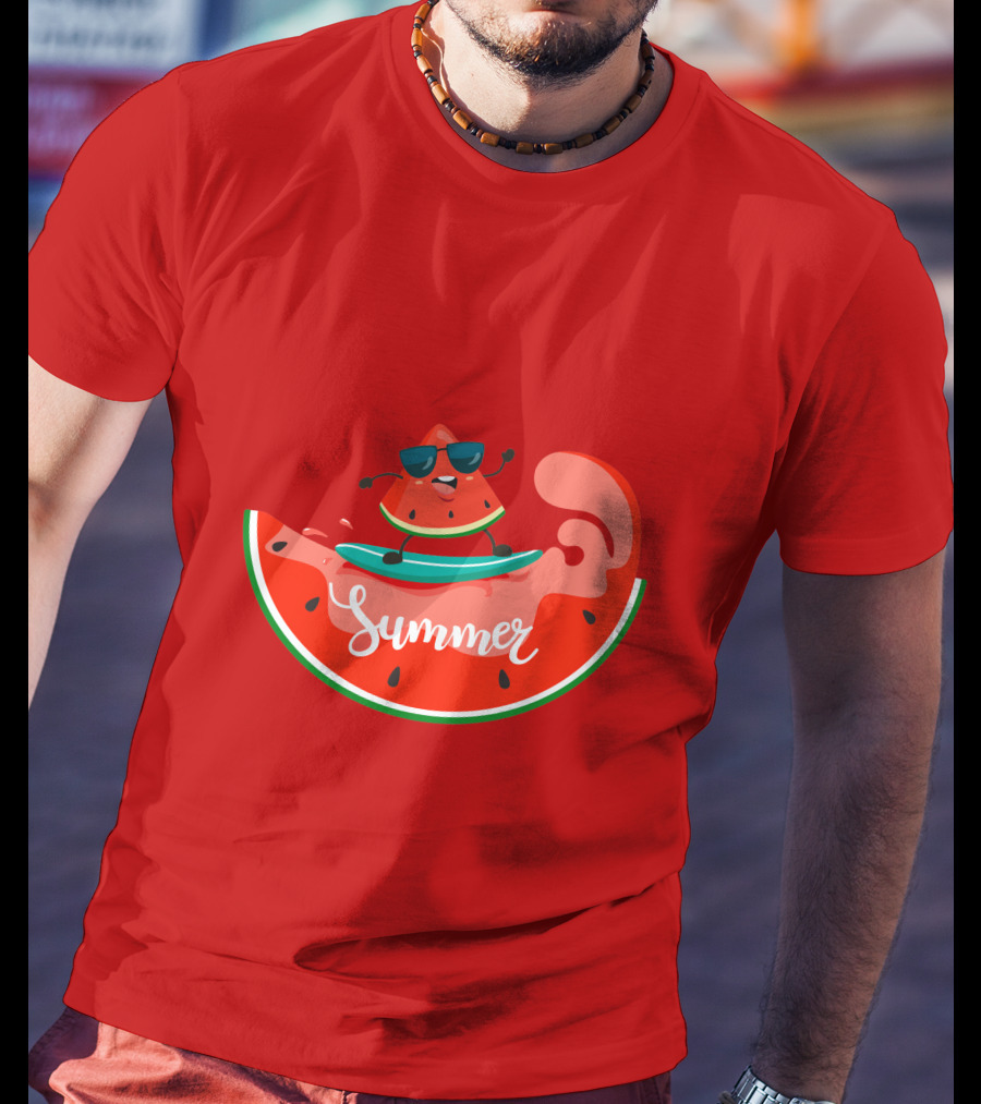 Summer Vacation Watermelon Surfing Trip Fun T-Shirt