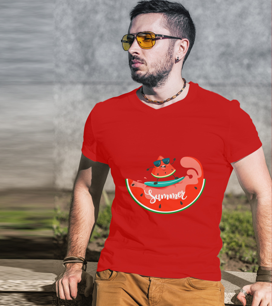 Summer Vacation Watermelon Surfing Trip Fun T-Shirt