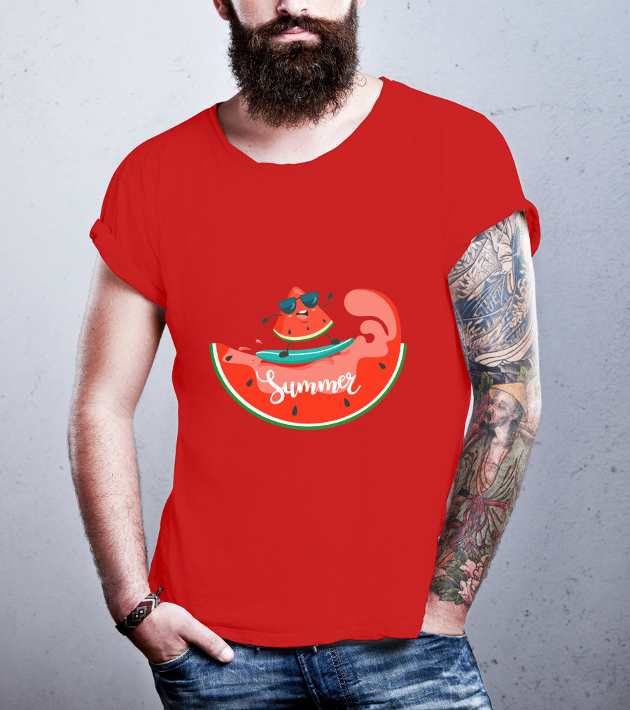 Summer Vacation Watermelon Surfing Trip Fun T-Shirt