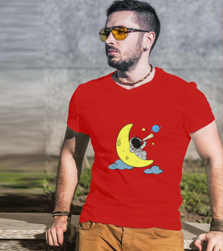 Astronaut On Moon For Women Universe Adventure T-Shirt