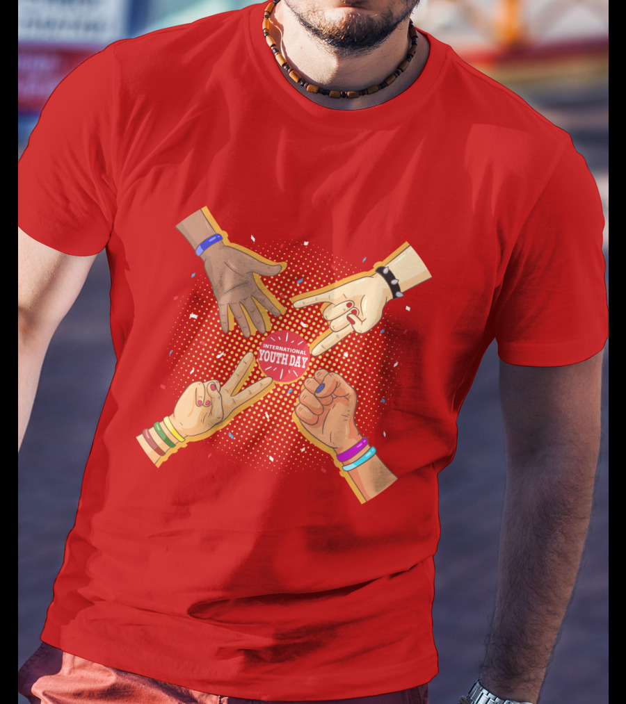 International Youth Day Celebration With Vibrant Hand Gestures T-Shirt