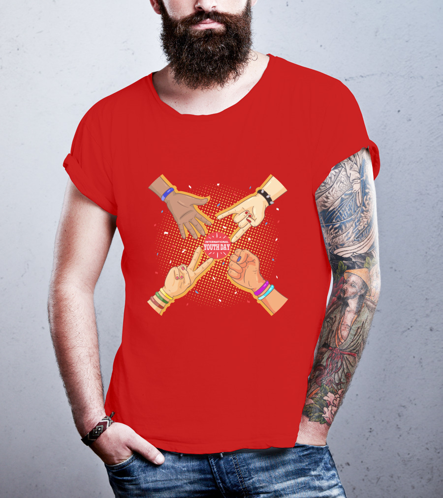 International Youth Day Celebration With Vibrant Hand Gestures T-Shirt