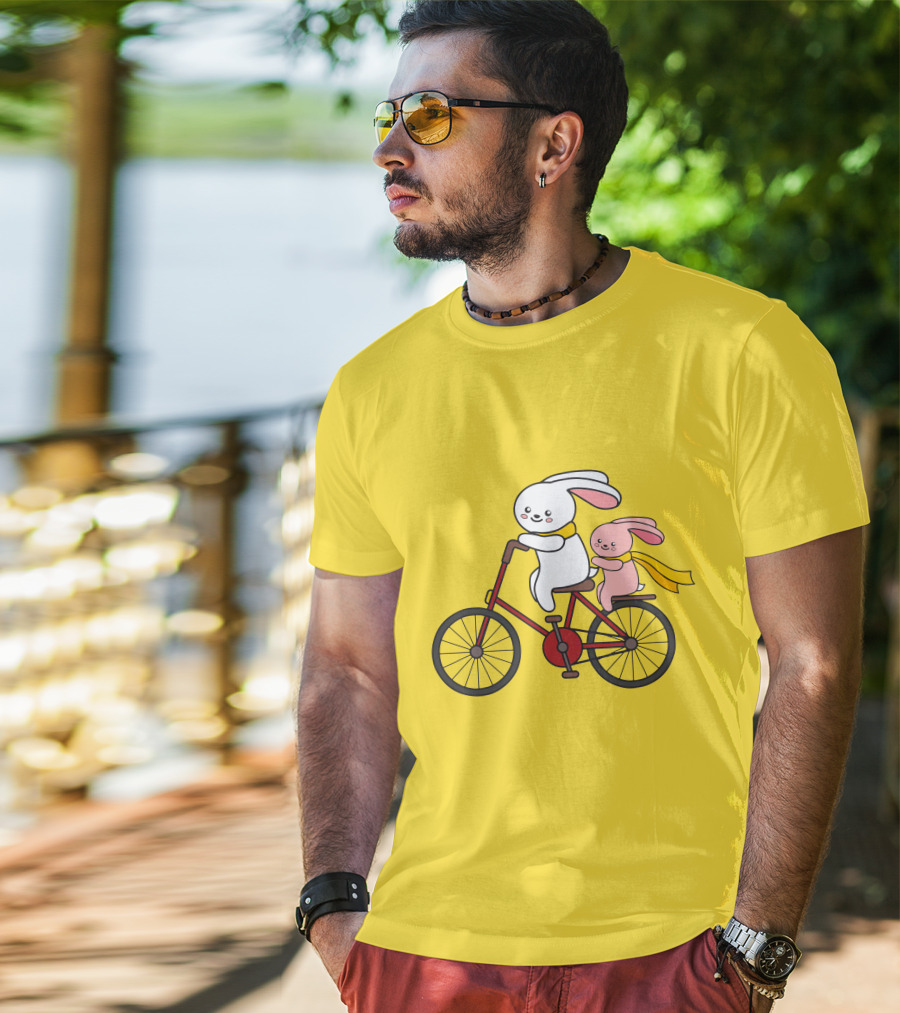 Bunny Bicycle Ride With Yellow Scarf T-Shirt
