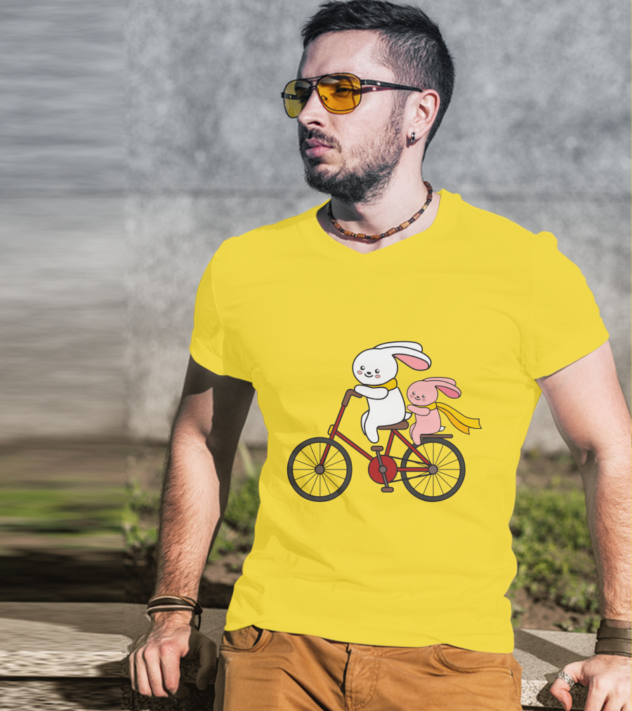 Bunny Bicycle Ride With Yellow Scarf T-Shirt