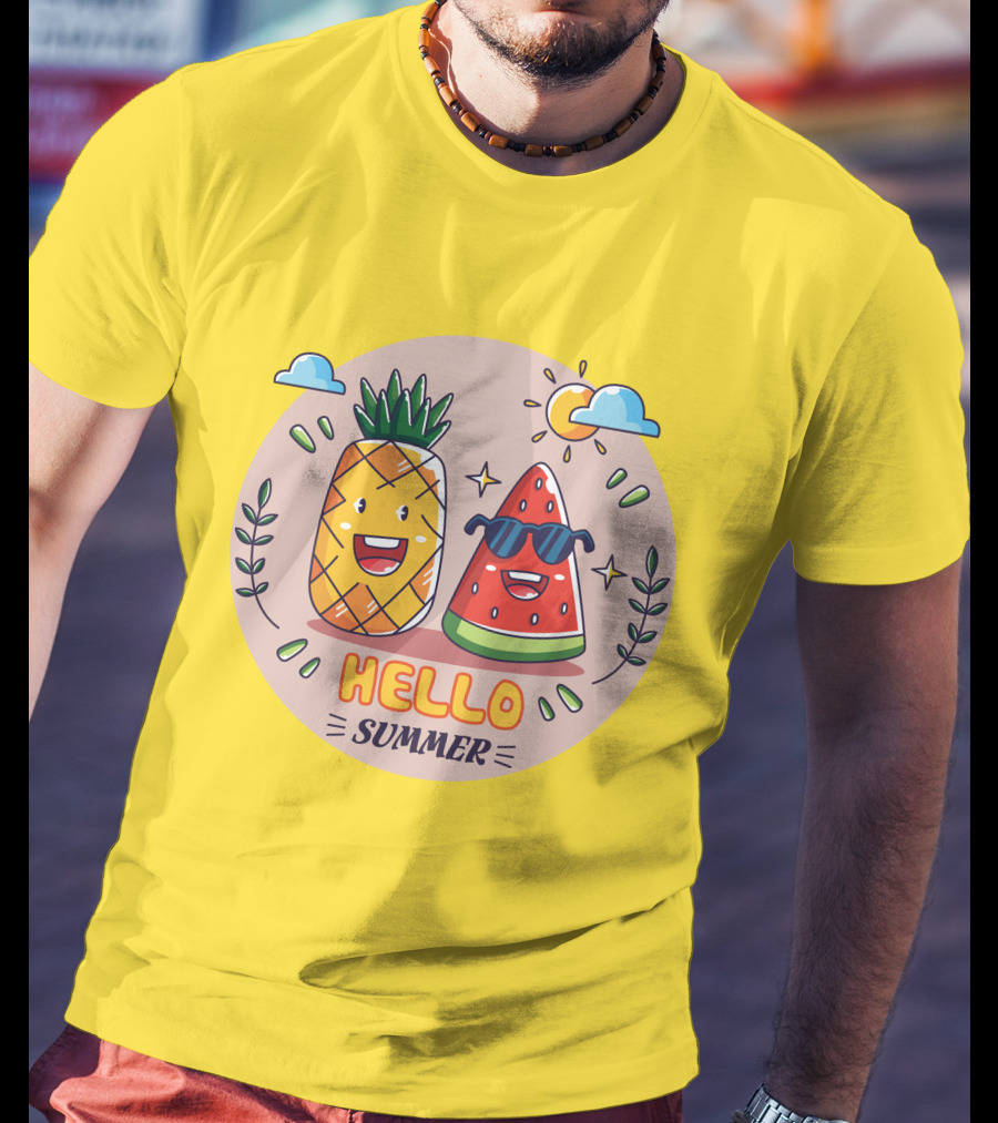 Hello Summer Pineapple And Watermelon Friends T-Shirt