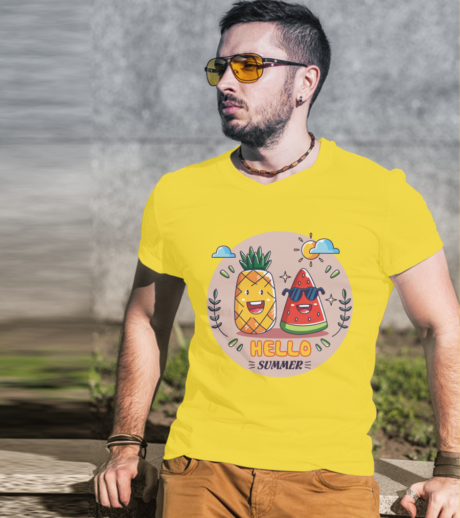 Hello Summer Pineapple And Watermelon Friends T-Shirt