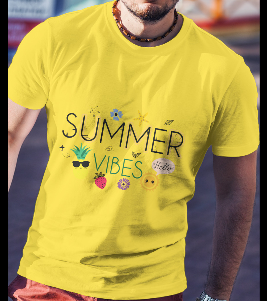 Summer Vibes Pineapple Strawberry Sun Hello Starfish Flower Leaf T-Shirt