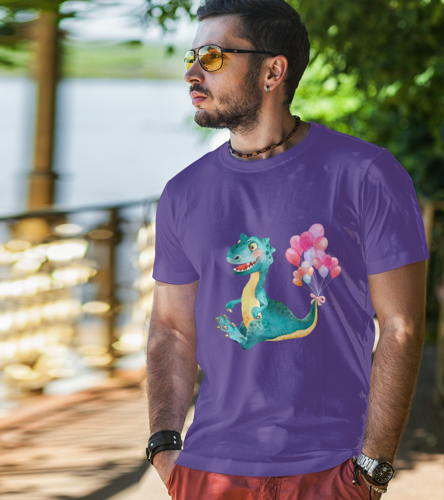 Dinosaur With Colorful Balloons T-Shirt